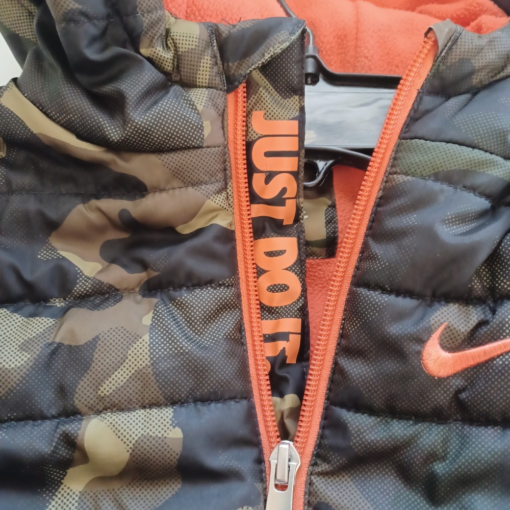 Nike Camouflage Puffer‎ Jacket Size 3T Hooded Insulated Coat Orange Lined Winter - Picture 3 of 7